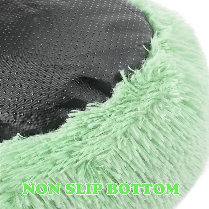 otoez Kitten Puppy Bed Extra Small XS Round Dog Cat Beds Anti Anxiety Plush Pet Calming Donut Bed with Non-Slip Waterproof Bottom, Washable (15.7",Teal)