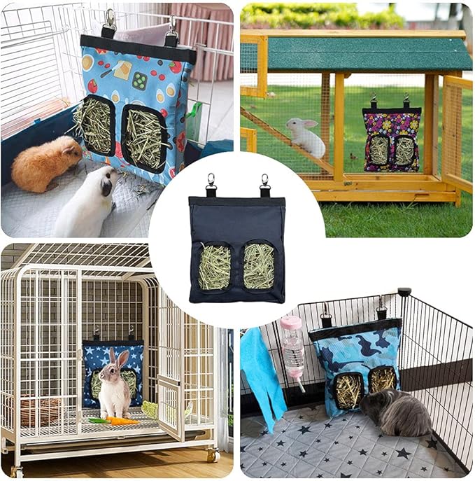 Guinea Pig Hay Feeder, Hanging Rabbit Hay Feeder Bag for Guinea Pigs Bunnies Chinchillas. Stars, 2 Count