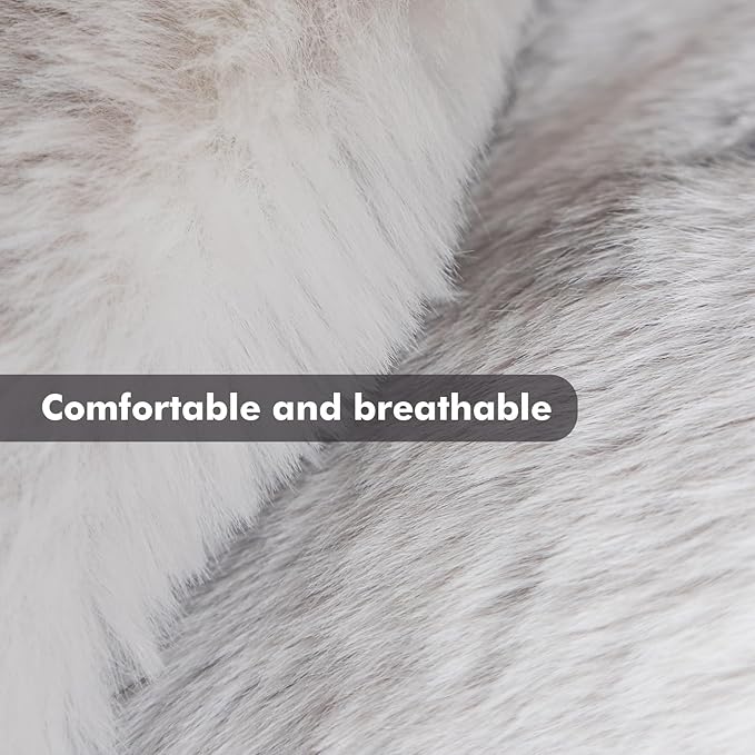 LiveGo Fuzzy Pet Couch Covers for Sofa, Dog Couch Cover Fuzzy Sofa Cover Cream Square Plaid Dog Bed Plush Dog Mat for Furniture Protector for Large Medium Dogs and Cats