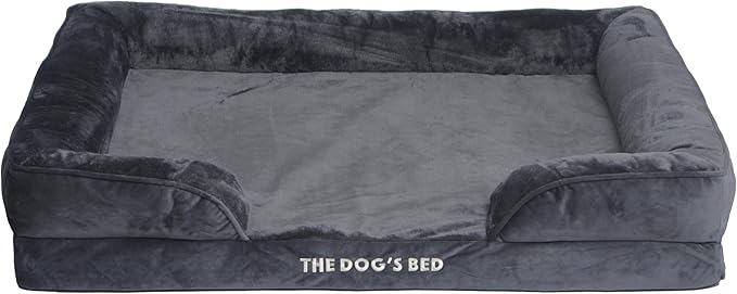 The Dog’s Bed Replacement Outer Cover & Bolster for Standard Foam Beds, Flannel Fabric, Grey, XL