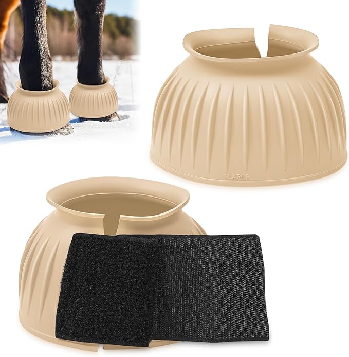 Abbylike Bell Boots for Horses 1 Pair/2 Pair Available, Protect Against Hoof Impact Trauma, Rubber Bell Boots Horse Care for Turnout, No Rub Design Wrap Hook and Loop