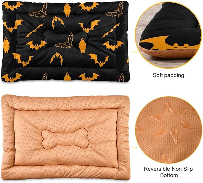 Pet Bed Halloween Bats Dog Bed Mat Absorbing Non Slip Pad Pet Sleeping Mat for Small, Medium, and Large Dogs Puppy Cat 36 in x 24 in
