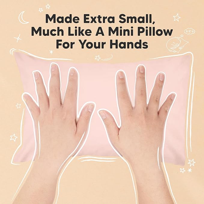 Mini Toddler Pillow with Pillowcase - 9x13 My Little Dreamy Travel Kids Pillow for Sleeping, Toddler Bed, Small, Tiny, Organic Cotton Pillowcase, Soft & Breathable, Kids 2-4 Years Old (Mist Pink)