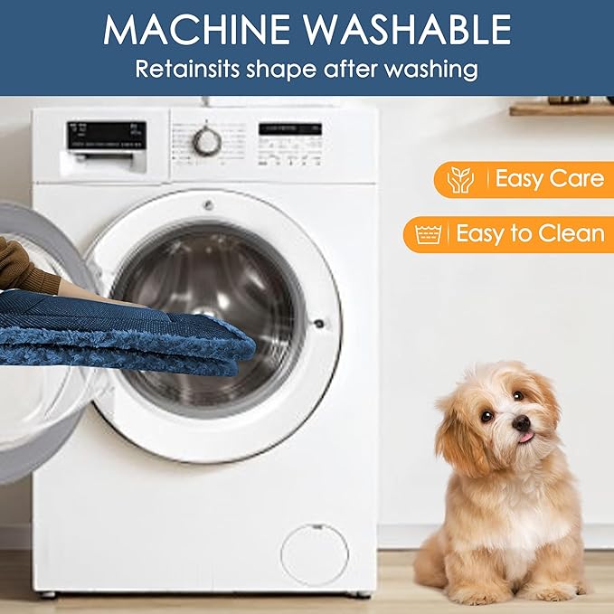 4 Pcs Washable Dog Bed Plush Orthopedic Outdoor Crate Mat with Non-Slip Bottom,Luxe Kennel Pad for Pets,Cozy Cage Cushion&Pet Sleeping Mattress Large Sized,Medium,Small Dogs,35 x 23 inch,Color Blend