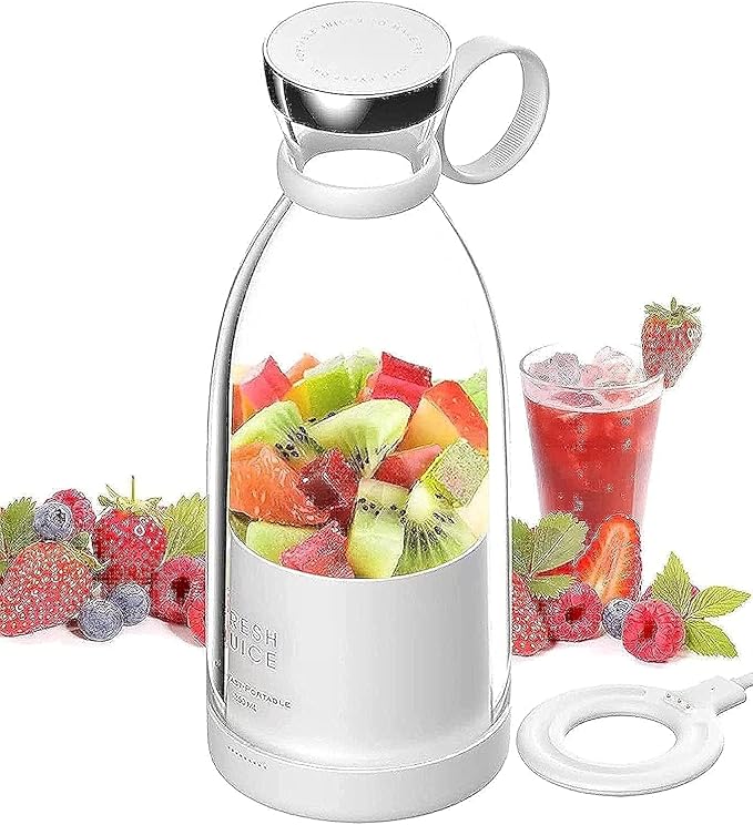 OTPEIR Portable Blender for Shakes and Smoothies with 11.83 Oz Travel Cup and Lid,Durable Stainless Steel Blades for Juice Blending Performance, White
