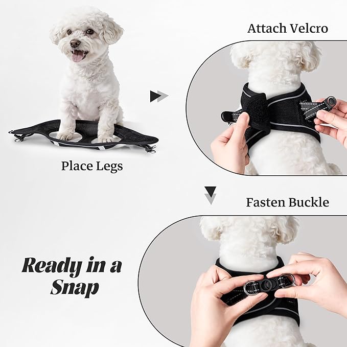 YIMEIS Dog Harness and Leash Set, No Pull Soft Mesh Pet Harness, Reflective Adjustable Puppy Vest for Small Medium Large Dogs, Cats (Black, X-Small (Pack of 1))