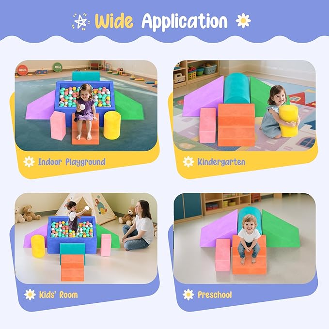 Lischwert Foam Climbing Blocks for Toddlers, Soft Play Ball Pit, Baby Climbing Blocks Soft Play Climbing for Toddlers with Foldable Block and Tunnel Indoor Climbing Toys for Toddler 1-3
