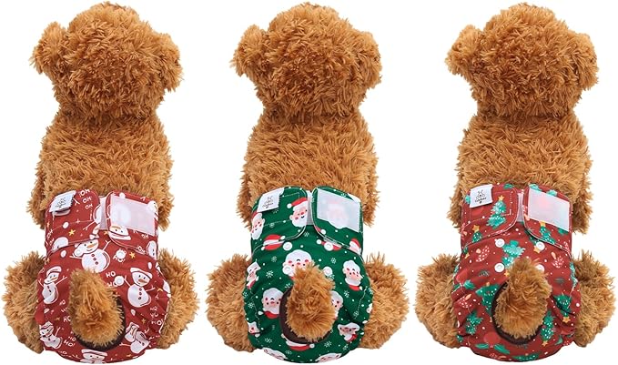 CuteBone Dog Diapers Female Washable Small Medium Large 3 Pack Reusable Doggie Diapers Puppy Period Pants for Doggy Heat Cycle Peeing