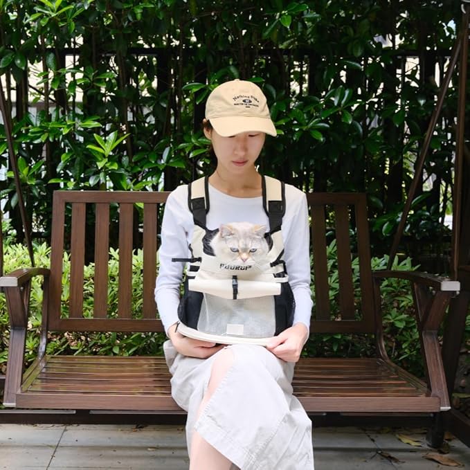 Backpack for Dog Accessories Small Dog cat go Out Bag Break Free Walk Dog Dirty pet Backpack Car Bag (Beige, Small)
