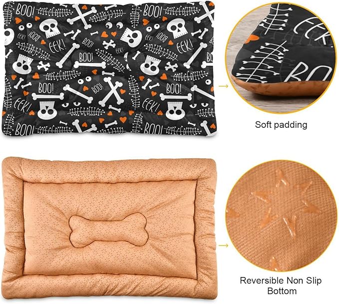 Pet Bed Skull Dog Bed Mat Absorbing Non Slip Pad Pet Sleeping Mat for Small, Medium, and Large Dogs Puppy Cat 36 in x 24 in