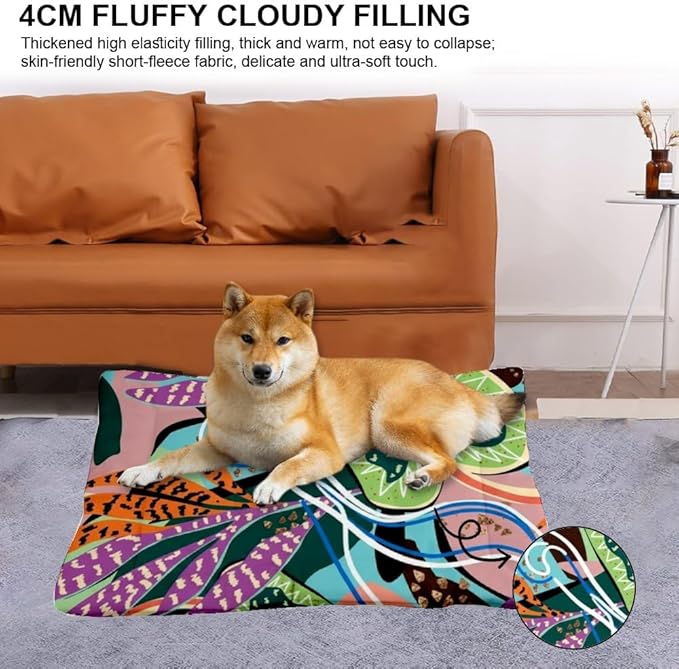 Dog Beds& Furniture Mat for Dogs Cat Crate Pad Dog Pillow for Crate Washable Non-Slip Bed Bed Small Dogs Washable Mats Crates Tapete para Perros Indoor Outdoor 36X24 Inch