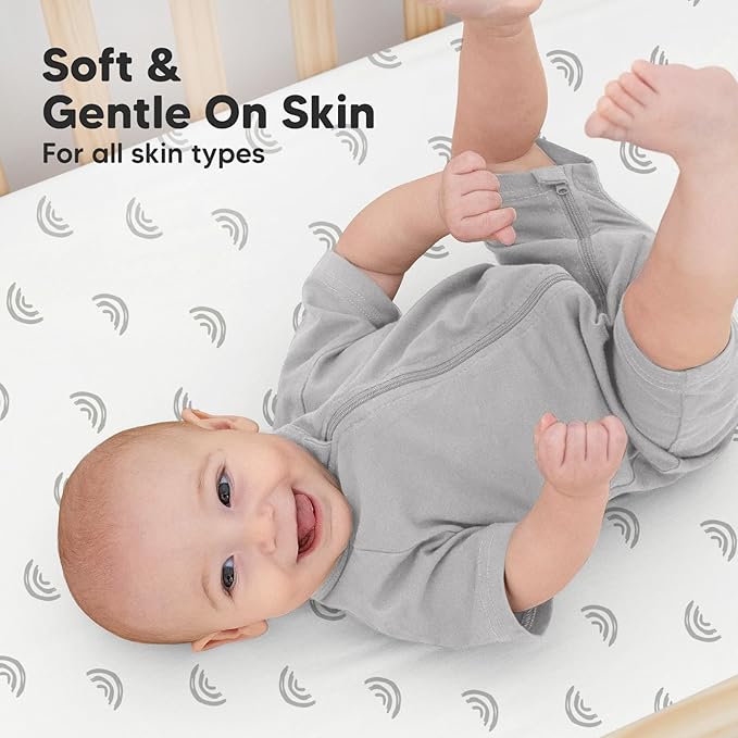 KeaBabies 2-Pack Organic Crib Sheets for Boys, Girls - 52x28 Fitted Crib Mattress Sheet Neutral, Breathable Jersey Cotton Cover for Baby Bed, Toddler Mattress, Soft & Cute Prints (Rainbow)