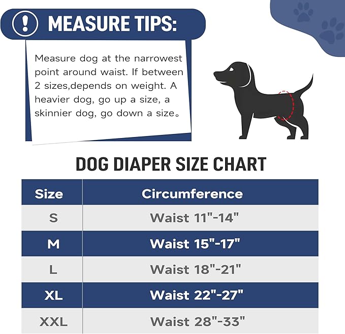 Male Dog Diapers, High Absorbing Dog Belly Bands for Male Dogs, Washable Reusable Dog Males Wraps(5 Pack)