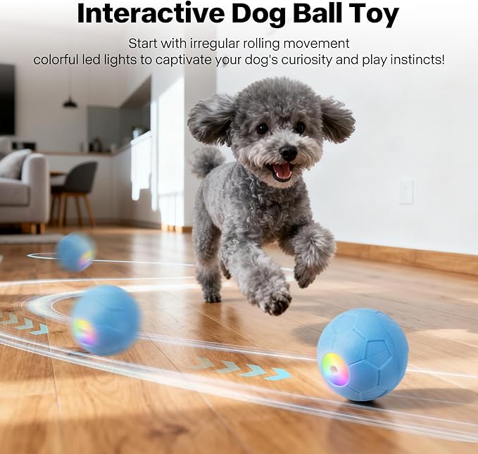 Pet Prime Interactive Dog Ball Toy,Automatic Rolling Ball for Small,Medium & Large Dogs,Touch Activated Self Moving Toy with LED Lights,ETPU Material,IP65 Waterproof for Indoor/Outdoor Play