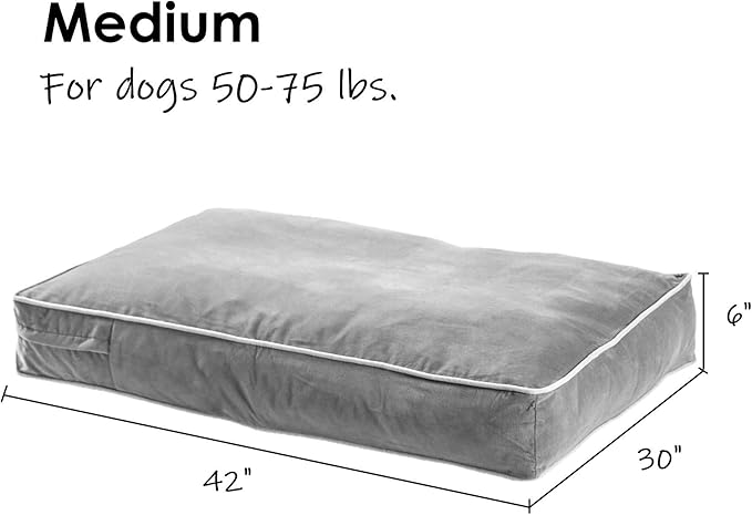 South Pine Porch Buddy Reversible Rectangle Pillow Style Microfiber Dog Bed with Removable, Machine-Washable Cover, Denim, Medium (42 in. x 30 in.)