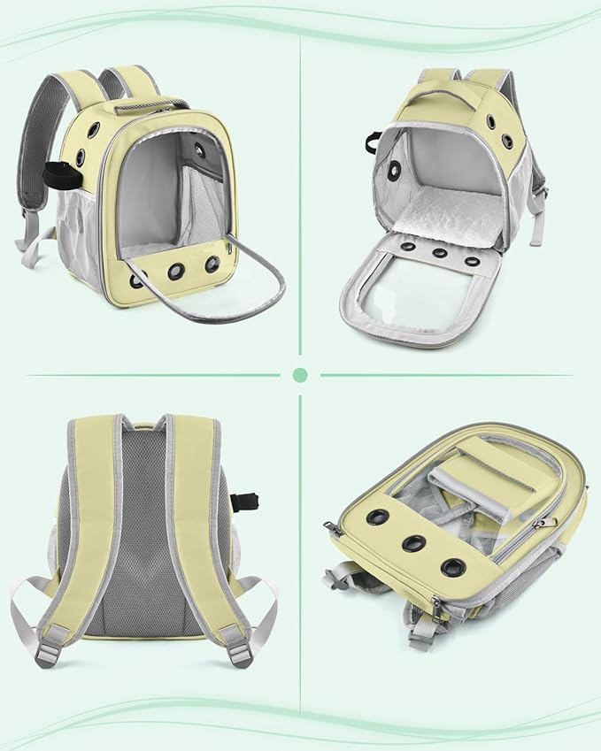 Guinea Pig Carrier Backpack, Portable Rabbit Travel Carring Bag for Pet Bunny Sugar Chinchilla Gerbil Bearded Dragon Hamster Parrot Outgoing Pouch Case with Water Bottle Holder & Detachable Pad