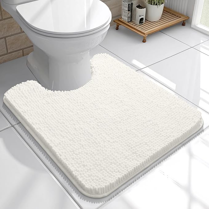 OLANLY Toilet Rugs U-Shaped 20x20, Extra Soft Absorbent Chenille Contour