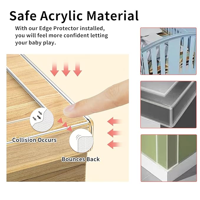 1.18 in x 9.84 FT,Clear Edge Protector Strip Sharp Edge Wrap Cover Tape, Self Adhesive Protective Bumper Guards for Cabinet Door Desk Glass Table Bed Furniture, Kitchen Countertop, Waterproof
