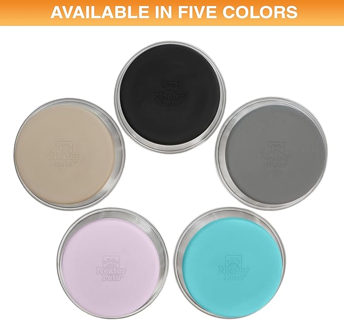 Neater Pet Brands Stainless Steel Dog Bowls with Non-Slip Rubber Bottom – Set of 2, 4 Cup (32 oz), Black - Heavy Duty Metal Dog Bowl, Dishwasher Safe, Food or Water Bowl, Ideal for Medium Dogs