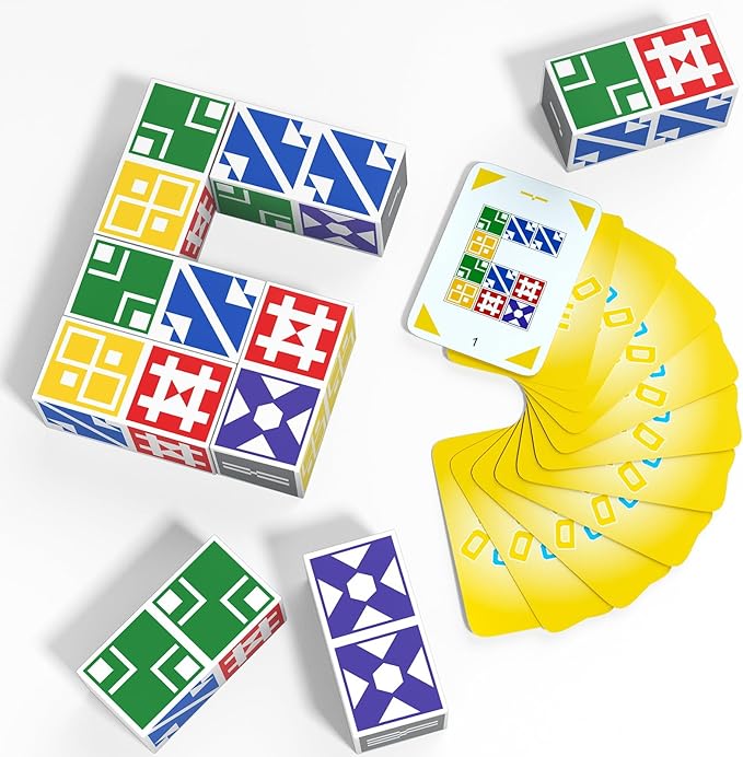 Family Matching Game for Kids & Adults, Block Puzzle Board Games for Boys & Girls Ages 4-8 8-12, 2 Player Card Puzzles for Children 3+ Year Olds