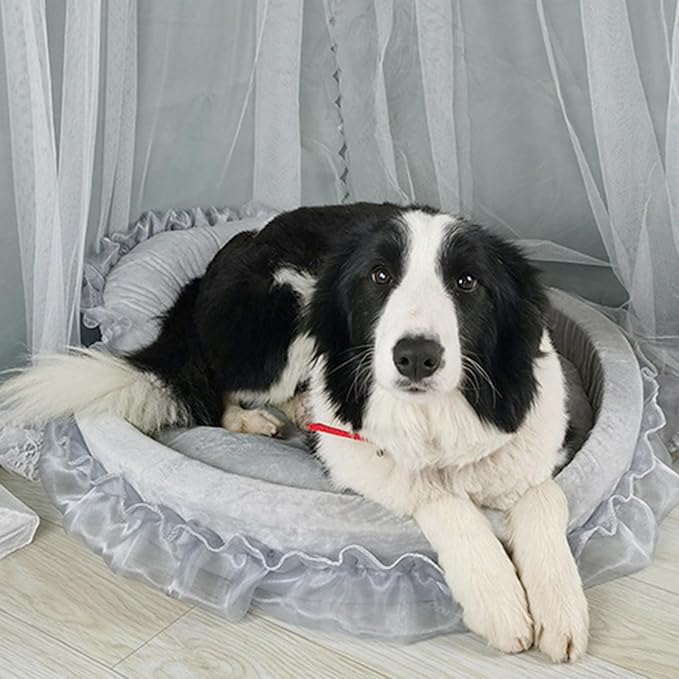 Dog Bed Stylish Lace Princess Nest for Small Puppy Kitten Ribbon Bowknot Princess Pet Bed with Detachable Cushion Pet Furniture