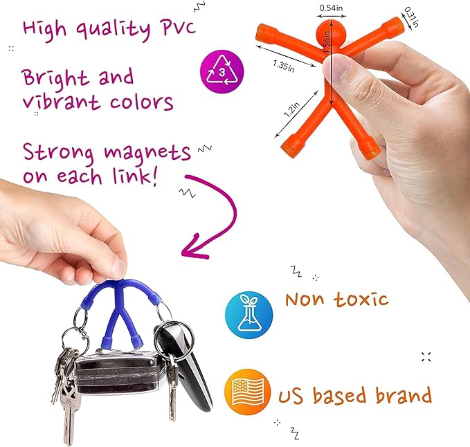 MAGMEN Classic Magnetic Fidget Toy Figures for Kids 3-8 & Toddlers |10pc Opaque Colors Multipurpose Magnets Set for Travel, Airplane Play, Desk & Stocking Stuffer Gifts.