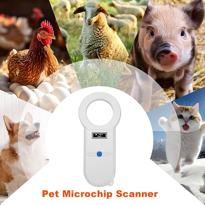 Pet Microchip Scanner with OLED Display, 134.2Khz USB Rechargeable ID Reader - High Frequency ISO Standard Compatible, Portable Lightweight Design for Animal Identification