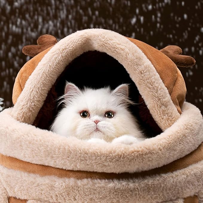 Pet Carrier Backpack Warm Travel Bag for Cat Dog Portable Small Animal Cage Outgoing Plush Bag Cat Winter Travel Bag