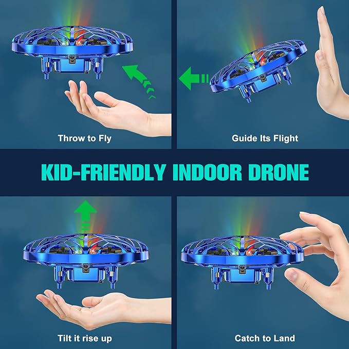 Hand Operated Drone Toy for Kids - Easy Fly Hover Drone with AI Motion Sensor, Rechargeable Drones for Kids 8-12 & 6-8, Safe Mini Quadcopter with Auto Hover, 360 Flip/Roll, Perfect Boys Girls Drones for Age 4-6-8-12 Birthday Gifts