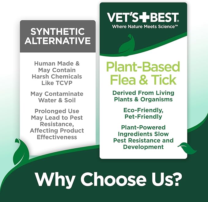 Vet's Best Natural Flea and Tick Waterless Bath for Dogs – No-Rinse Dry Foam Shampoo with Certified Essential Oils – Natural Flea Treatment with Plant-Based Ingredients – 8 oz Bottle – Made in USA