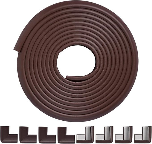 Foam Corner Protector Edge and Corner Guard, with 19 feet Length Foam Safety Bumpers, Baby Proofing Safety Table Corner Protectors (Coffee)
