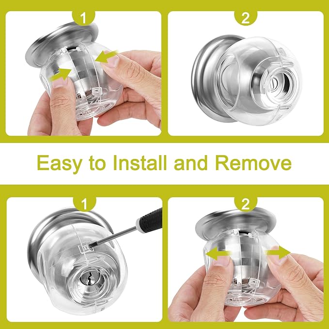 Clear Door Knob Cover Door Knob Safety Cover for Kids (6 Pack) Child Proof Door Knob Covers Fit Most Color Door Knobs Baby Proof Door Knob Cover Easy Adult Grip Toddler Door Knob Cover 2.7 X 2.3 Inch