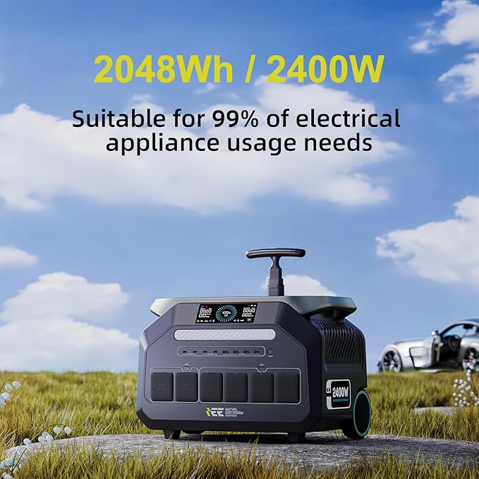 IEE 2400W/2048Wh Solar power station With 200W Solar Panel,P2400 Solar Generator,1800W Super Fast Charging, LiFePO4 (LFP) Battery,APP Control Emergency Power Station for Home, Camping, Power Outages