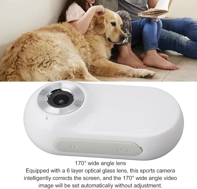 Cat Camera Collar, HD 1080P 170° Wide Angle Small Action Cameras with Video Record, USB Rechargeable for Pet Supplies/Stuff