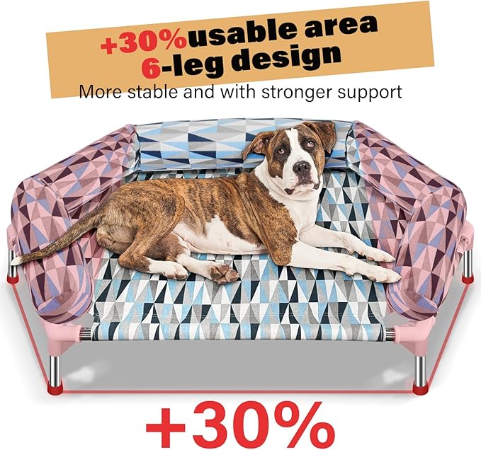 Orthopedic Dog Bed - Beds Bolster,Cooling Elevated Dog Beds with Metal Frame,Raised Dogs Bed,Easy to Assemble,Up to 50 lbs,Small (40" L x 24.5" W x 6.7" Th)