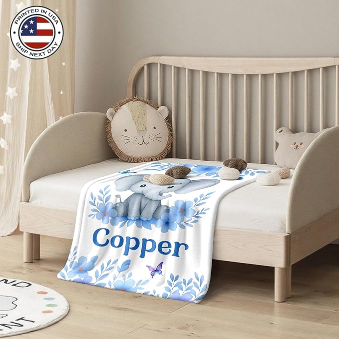 Ship Next Day, Personalized Baby Blanket – Printed in USA, Custom Baby Blanket for Boys & Girls, Baby Blanket with Name, Baby Shower, Easter, Christmas, Birthday Newborn & Toddler Gifts, Baby Gifts
