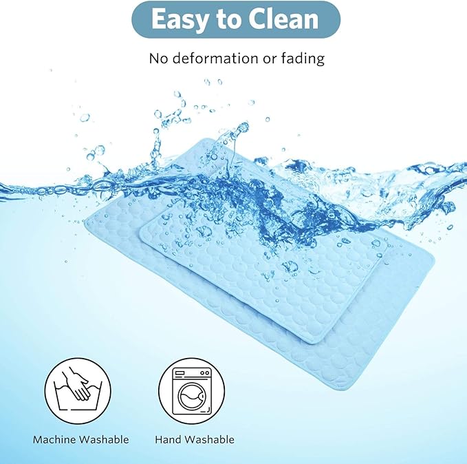 SHEJIZE Dog Cooling Mat Dog Cooling Pad Self Cooling Blanket, Washable Cooling Mat for Dogs, Pet Cooling Mat Keeps Pets Cool in Summer Heat, Resuable Fabric Cooling Mat (Blue, 15x20inch)