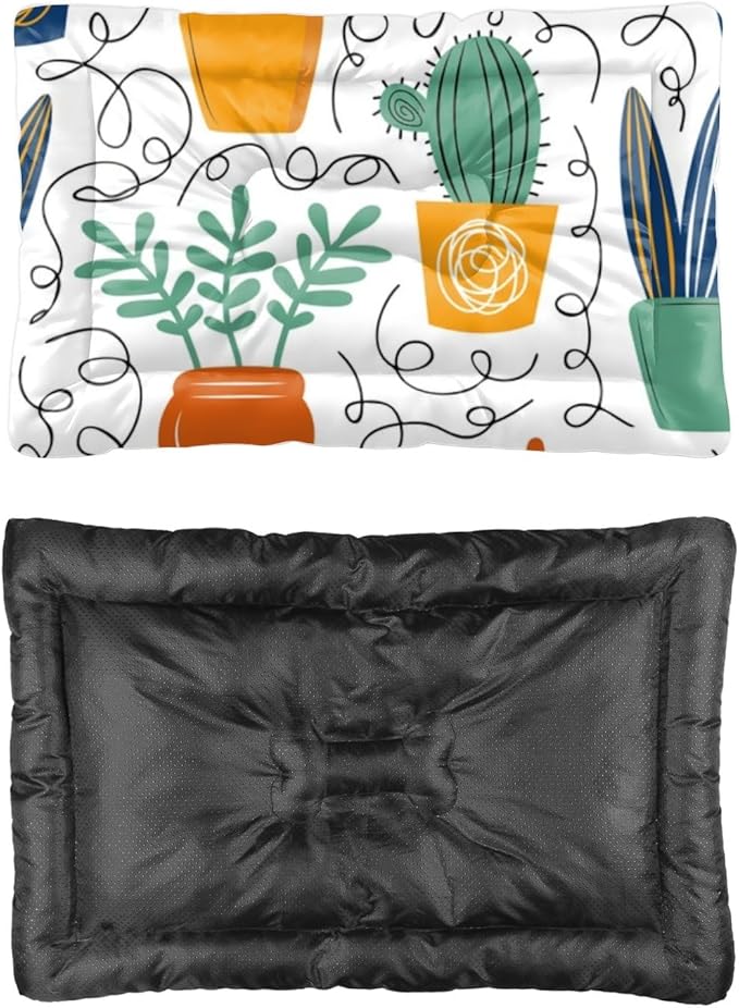 Houseplant Botanical Aesthetic Dog Beds and Furniture Cage Mat for Dog Crate Pet Pad Beds for Crates Washable Non-Slip Bed Small Crate Bed Washable Pet Mats Pillow Indoor Outdoor 36X24 Inch