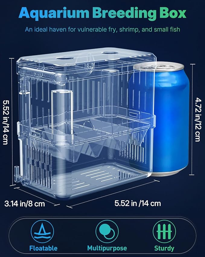 Pawfly Aquarium Breeding Box - Transparent Plastic Fry Hatchery Incubator for Baby Fish, Shrimp, Betta, Clownfish