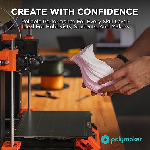 Polymaker Matte PLA Filament Charcoal Black 1.75mm 1kg 3D Printing Filament, PolyTerra 3D Printer PLA Filament