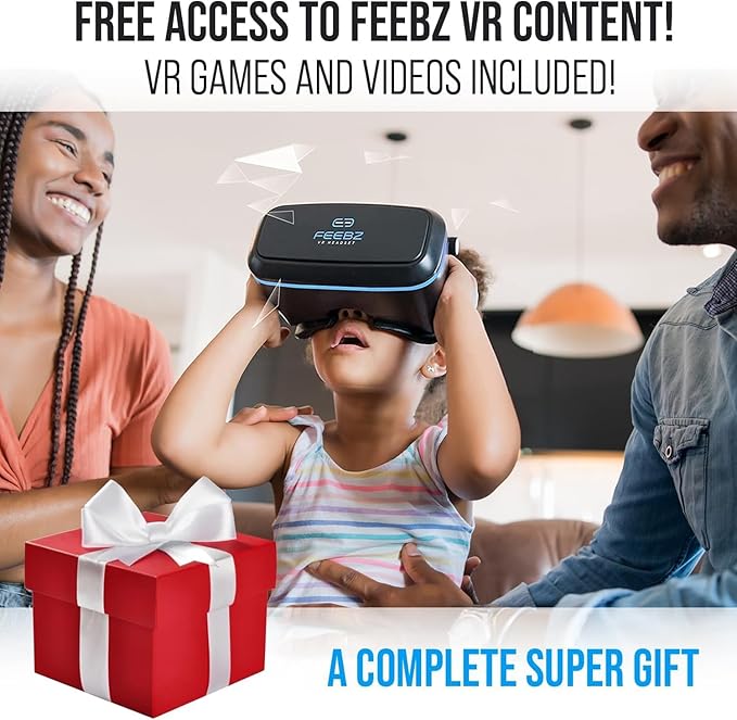 FEEBZ 3D VR Headset for Kids 2.0 - for iPhone & Android Phones | with 3D VR Videos & Apps Links | Virtual Reality Goggles Set for Beginners