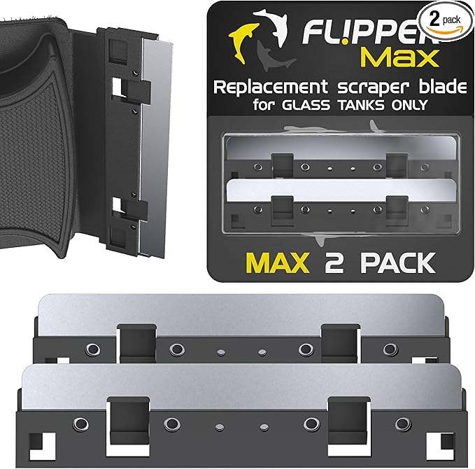 Flipper Max Aquarium Algae Remover for Fish Tank Cleaner Replacement Blades, Pack of 2 - Glass Scraper Blades for Cleaning Kits - Water Cleaning Accessory