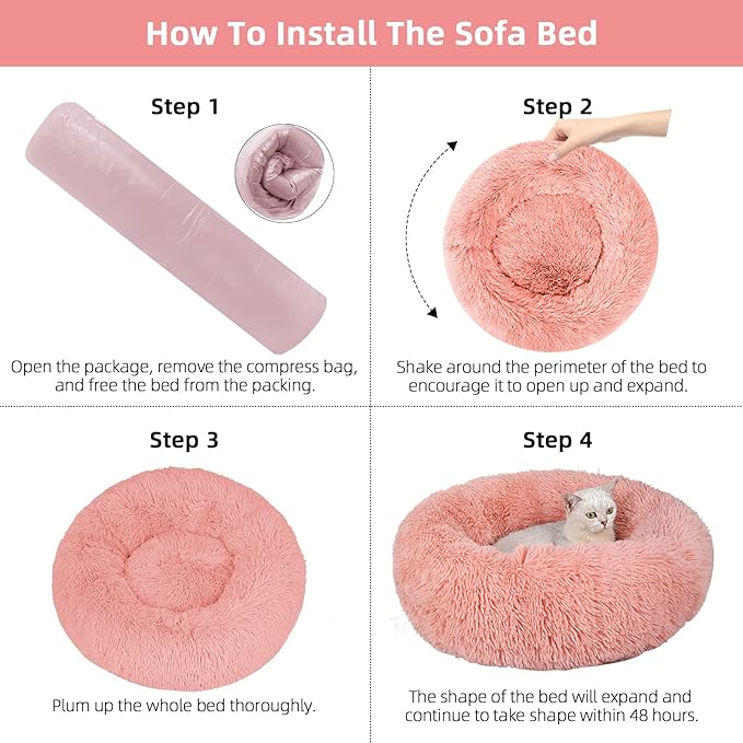 Nisrada Dog Bed for Small Medium Large Dogs, 27 inch Calming Dogs Bed, Washable-Round Cozy Soft Pet Bed for Puppy and Kitten with Slip-Resistant Bottom