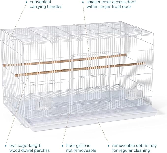 Medieval Moods Flight Bird Cage with Castle-Inspired Design, Spacious Interior, Durable Construction, and Ample Room for Birds to Fly, Play White