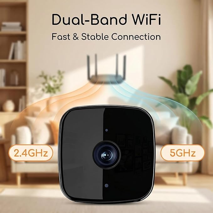 Smart 2K Window Security with Peel-and-Stick Installation, Bluetooth, AI Color Night Vision, 24/7 Continuous Recording for Home Security&Pet Monitoring&Driveway Surveillance (USB)