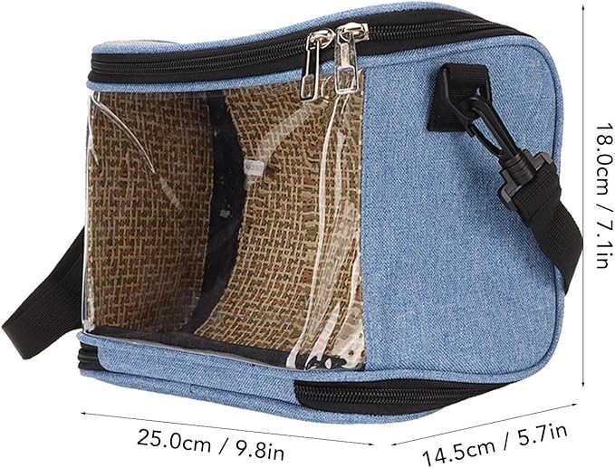 FLEXMAN Bird Carrier Bag, Portable Small Bird Travel Cage, Transparent Lightweight Breathable, Two Way Zipper Parrot Travel Cage with Side Pockets for Parrots, Birds, Hamsters, Small Lizards (Blue)