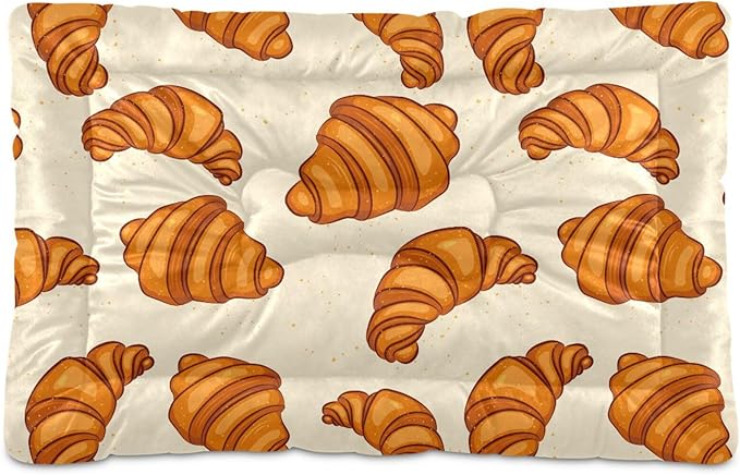 Crunchy Croissants Pet Bed Cute Dog Bed Mat Absorbing Non Slip Pad Pet Sleeping Mat for Small, Medium, and Large Dogs Puppy Cat 24 in x 18 in