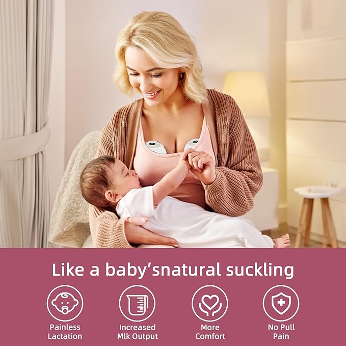 Wearable Breast Feeding Pump Portable, Electric Breast Pump Hands Free with 4 Modes &12 Levels,Strong Suction, LED Display, 24mm Sealed Flange,2 Pack