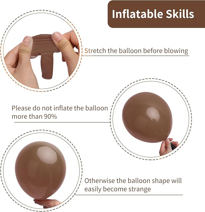 RUBFAC 129pcs Brown Balloons Different Sizes 18 12 10 5 Inches for Garland Arch Kit, Premium Boho Coffee Brown Latex Balloon for Birthday Party Graduation Wedding Anniversary Baby Shower Decoration