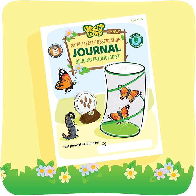 Insect Lore Butterfly Garden Kit with Live Caterpillars – Grow 10 Painted Lady Butterflies - STEM Learning Activity, Habitat with Journal, Stickers, Seeds & Figurines - As Seen on TV